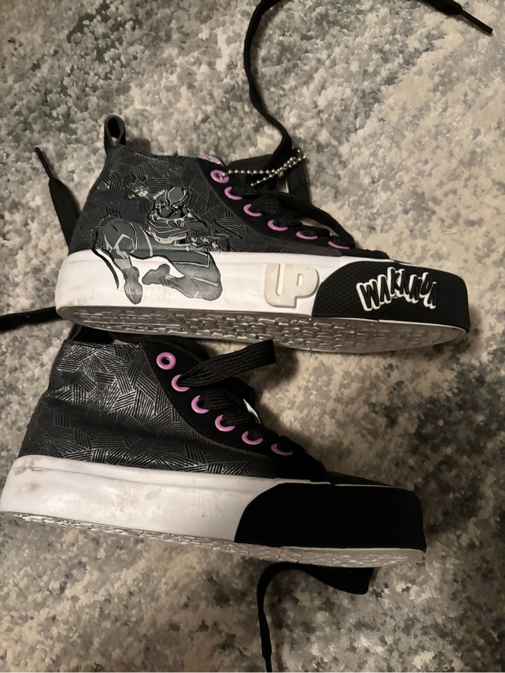 Marvel Black and Pink Kids High-Top Sneakers